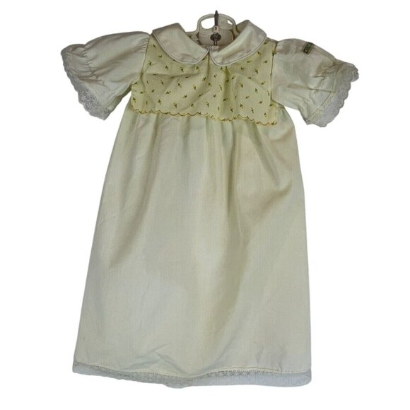 Vintage Cabbage Patch Kids Doll Dress 80's Yellow Lace Trim Ditzy Floral Coleco - Picture 1 of 8